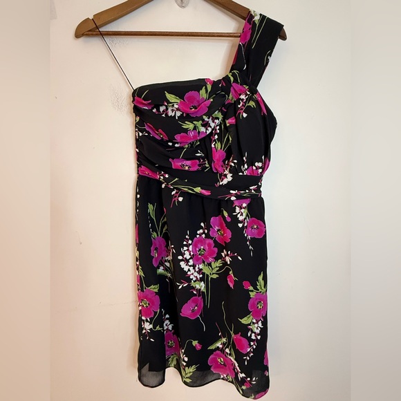 See You Monday Dresses & Skirts - Delia’s floral one shoulder mini dress black pink green SZ 3